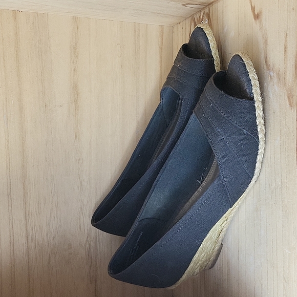 Coach and Four Womens Espadrilles Black Open Toe Wedge Sandals - Picture 2 of 9